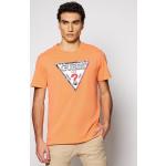 Przecenione Pomarańczowe Koszulki polo męskie z krótkimi rękawami marki Guess w rozmiarze S 