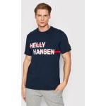 Przecenione Granatowe Koszulki sportowe męskie z krótkimi rękawami marki Helly Hansen w rozmiarze S 
