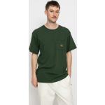 Przecenione Zielone Koszulki męskie z krótkimi rękawami bawełniane z okrągłym dekoltem marki HUF w rozmiarze M 