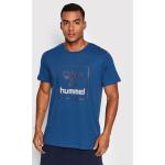 Przecenione Niebieskie Koszulki sportowe męskie z krótkimi rękawami marki Hummel w rozmiarze M 
