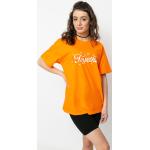 Przecenione Pomarańczowe Koszulki z nadrukiem damskie z krótkimi rękawami bawełniane z okrągłym dekoltem marki Local Heroes w rozmiarze XS 