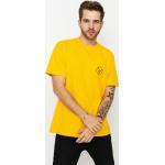 Przecenione Żółte Koszulki z nadrukiem męskie z krótkimi rękawami bawełniane z okrągłym dekoltem marki Local Heroes w rozmiarze M 