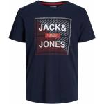 Granatowe Koszulki męskie z krótkimi rękawami na wiosnę marki Jack & Jones 