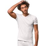 Przecenione Białe Koszulki termoaktywne z krótkim rękawem męskie z krótkimi rękawami poliamidowe z dekoltem w serek marki luigi di focenza w rozmiarze M 