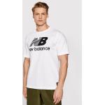 Przecenione Białe Koszulki sportowe męskie z krótkimi rękawami marki New Balance w rozmiarze L 