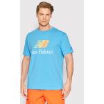 Przecenione Niebieskie Koszulki sportowe męskie z krótkimi rękawami marki New Balance w rozmiarze M 