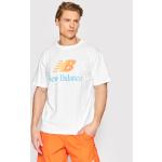 Przecenione Białe Koszulki sportowe męskie z krótkimi rękawami marki New Balance w rozmiarze M 