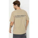 Brązowe Koszulki z nadrukiem męskie z krótkimi rękawami bawełniane marki New Balance Athletics w rozmiarze XL 