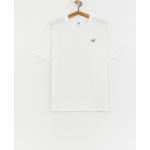 Białe Koszulki z nadrukiem męskie z krótkimi rękawami bawełniane marki New Balance w rozmiarze M 