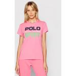 Przecenione Różowe Koszulki polo damskie z krótkimi rękawami marki POLO RALPH LAUREN Big & Tall w rozmiarze XS 