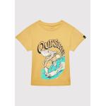 Żółte Koszulki dziecięce z krótkim rękawkiem z motywem rekinów marki Quiksilver 