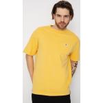 Przecenione Żółte Eko Koszulki męskie z krótkimi rękawami bawełniane marki Quiksilver w rozmiarze M 