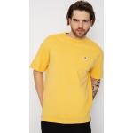 Przecenione Żółte Eko Koszulki męskie z krótkimi rękawami bawełniane marki Quiksilver w rozmiarze XL 