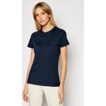 Przecenione Granatowe Koszulki polo damskie z krótkimi rękawami marki Tommy Hilfiger w rozmiarze S 
