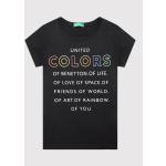 Przecenione Czarne Koszulki dziecięce z krótkim rękawkiem marki United Colors of Benetton 
