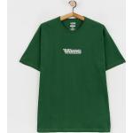 Przecenione Zielone Koszulki z nadrukiem męskie z krótkimi rękawami bawełniane z okrągłym dekoltem marki Vans w rozmiarze M 