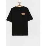 Czarne Koszulki z nadrukiem męskie z krótkimi rękawami bawełniane z okrągłym dekoltem na lato marki Vans w rozmiarze L 