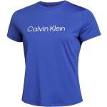 Niebieskie Koszulki z nadrukiem damskie z krótkimi rękawami marki Calvin Klein w rozmiarze S 