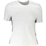 Białe Koszulki z nadrukiem damskie z krótkimi rękawami w stylu casual z wiskozy marki Calvin Klein w rozmiarze L 