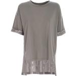 Szare Koszulki z nadrukiem damskie z krótkimi rękawami eleganckie marki DKNY | Donna Karan w rozmiarze L 