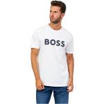 Białe Koszulki z nadrukiem męskie z krótkimi rękawami z dżerseju marki HUGO BOSS BOSS w rozmiarze L 