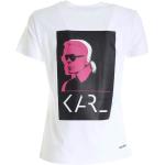 Białe Koszulki damskie z krótkimi rękawami bawełniane marki Karl Lagerfeld w rozmiarze L 