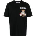 Czarne Koszulki z nadrukiem z motywem misiów z krótkimi rękawami w stylu casual z okrągłym dekoltem marki MOSCHINO w rozmiarze XL 