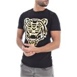 Czarne Koszulki z nadrukiem męskie do prania w pralce z motywem tygrysów z krótkimi rękawami eleganckie bawełniane w rozmiarze S 