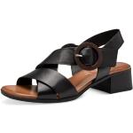 Czarne Sandały na obcasie damskie Rzepy w paski eleganckie na lato marki Tamaris w rozmiarze 38 