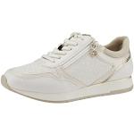 Białe Sneakersy sznurowane damskie z wyjmowanymi wkładkami z tkaniny marki Tamaris w rozmiarze 37 