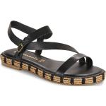 Czarne Sandały skórzane damskie na lato marki Tamaris w rozmiarze 39 - wysokość obcasa do 3cm 