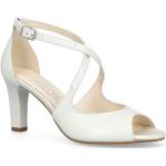 Białe Sandały skórzane damskie eleganckie ze skóry na lato marki Kotyl w rozmiarze 40 - wysokość obcasa od 7cm do 9cm 