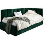 Zielone Łóżka z pojemnikiem tapicerowane pikowane w stylu skandynawskim marki ELIOR 