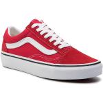 Przecenione Czerwone Sneakersy sznurowane damskie skaterskie z zamszu marki Vans w rozmiarze 36 