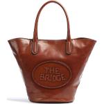 Przecenione Brązowe Torby na zakupy damskie z bydlęcej skóry marki The Bridge 