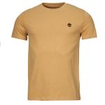 Beżowe Koszulki męskie z krótkimi rękawami marki Timberland 