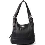 Czarne Shopper bags damskie z kieszenią na telefon w paski w stylu casual marki Tom Tailor Juna 