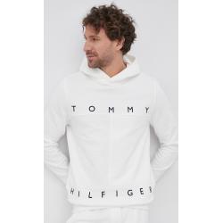 Tommy Hilfiger Bluza bawełniana męska kolor biały z kapturem gładka