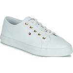 Białe Niskie sneakersy damskie syntetyczne marki Tommy Hilfiger Essentials w rozmiarze 36 - wysokość obcasa do 3cm 