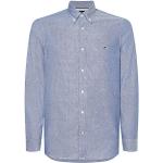 Niebieskie Koszule typu slim męskie z długimi rękawami marki Tommy Hilfiger w rozmiarze L 
