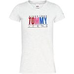 Szare Koszulki z nadrukiem damskie z krótkimi rękawami marki Tommy Hilfiger w rozmiarze XL 