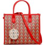 Czerwone Shopper bags damskie z poliuretanu marki Valentino by Mario Valentino 