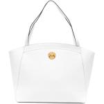 Białe Shopper bags z wewnętrznymi przegródkami eleganckie z tkaniny marki Coccinelle 