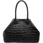 Czarne Shopper bags damskie gładkie z gładkiej skóry marki Liebeskind 