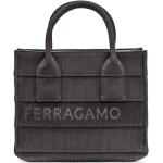 Czarne Shopper bags damskie marki Ferragamo 