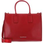 Czerwone Shopper bags damskie z kieszenią na telefon gładkie marki Valentino by Mario Valentino 