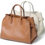 Brązowe Ekologiczne torby na zakupy damskie z kieszenią na telefon w stylu miejskim z bydlęcej skóry 