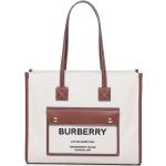 Brązowe Shopper bags damskie eleganckie płócienne marki Burberry 