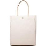 Przecenione Beżowe Shopper bags damskie bawełniane marki Calvin Klein 