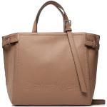 Przecenione Brązowe Shopper bags damskie w stylu minimal marki Calvin Klein 